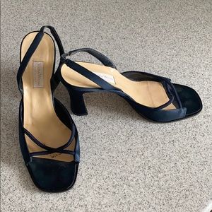 Blue satin Vera Wang heels.